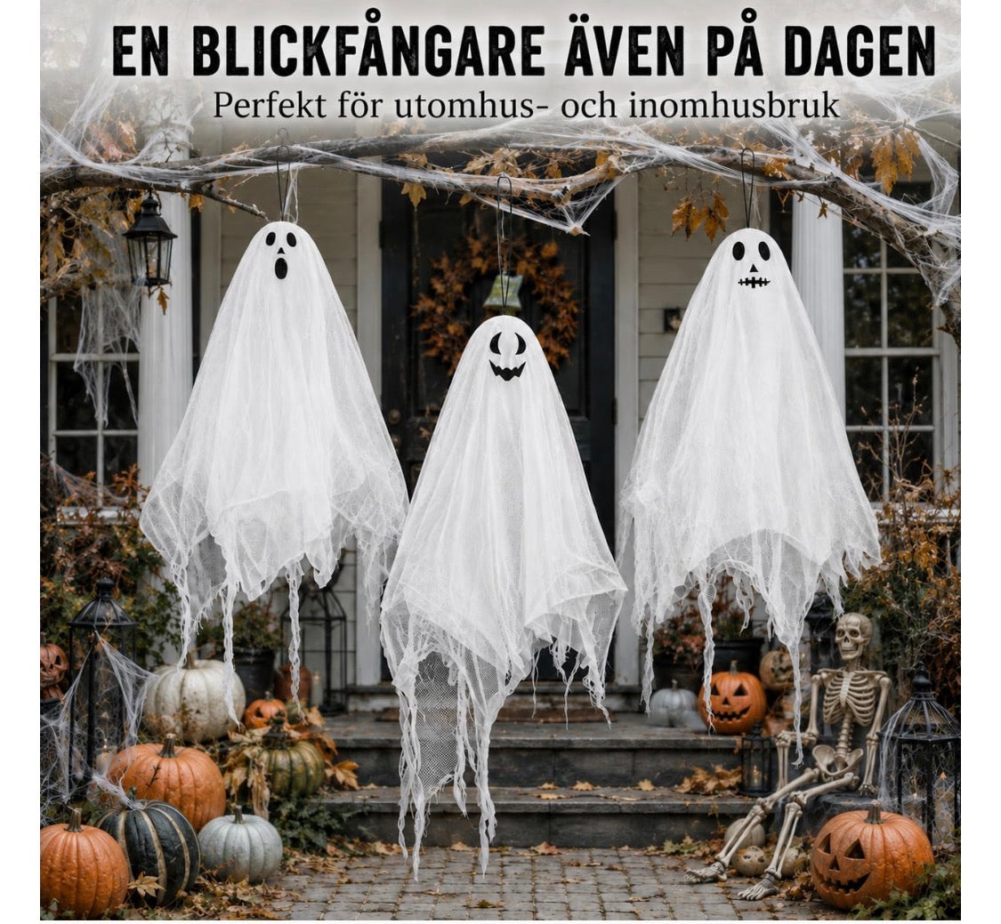 Halloween Hängande Spöken med LED-belysning (3-pack)