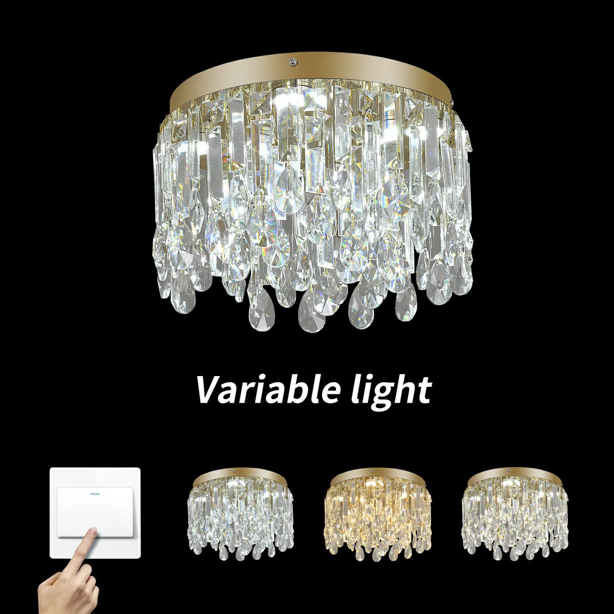 Exklusiv LED-Taklampa med Kristalldetaljer Ø50 cm – 40W