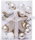 Julgransdekorationsset – 30-Pack Lyxiga Julgranskulor & Toppstjärna (Guld & Vit)