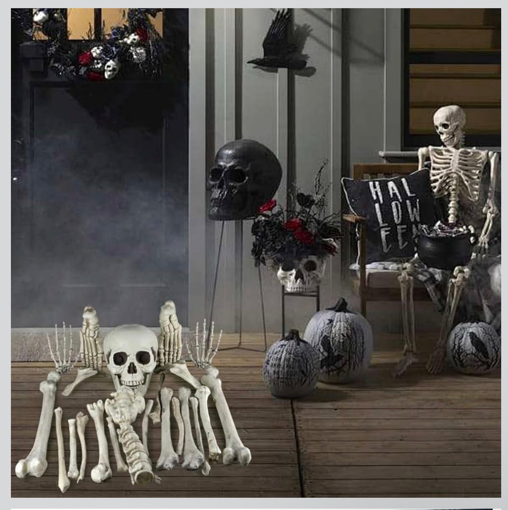 Realistiskt Skelettben-Set för Halloween – 19 Delar