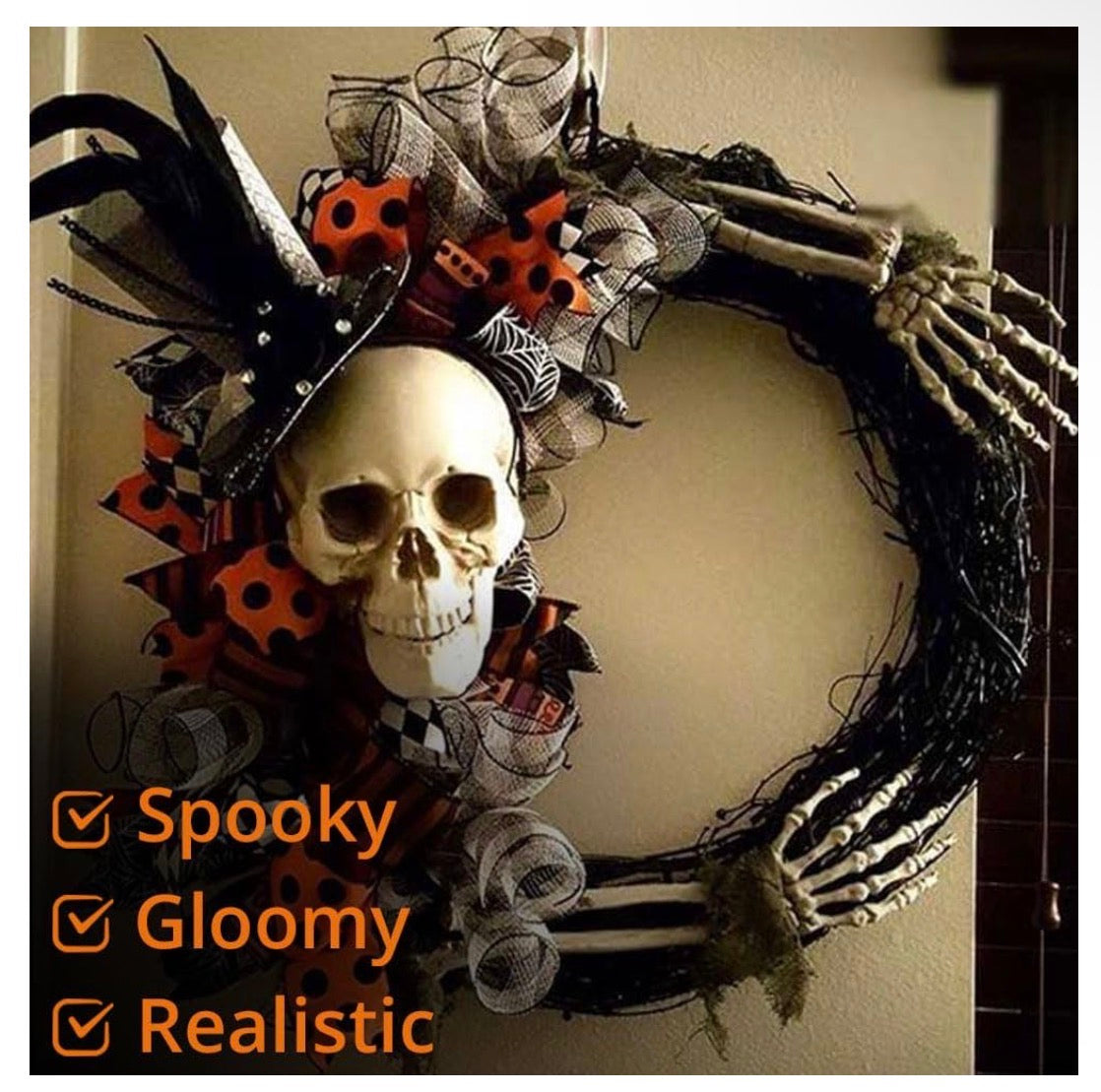Halloween Skelett-Set för Trädgård & Gräsmatta (1 Dödskalle + 2 Skelettarmar)