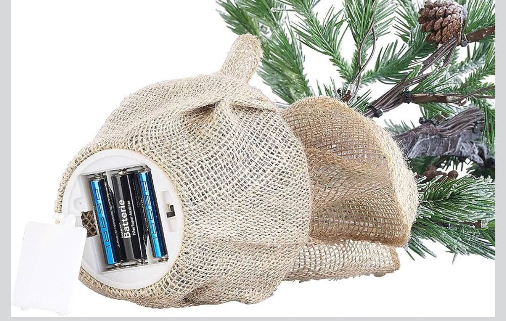Litad Julgran med LED-belysning & Jutesäck (70 cm, 24 LED, Konstsnö & Kottar