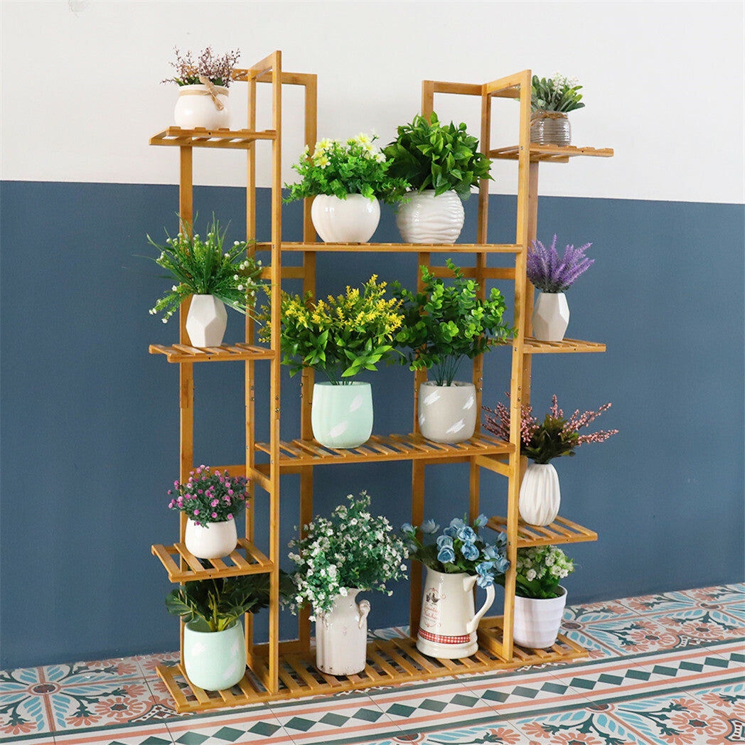 Stort & Multifunktionellt Växtställ i Bambu – Robust Blomsterhylla