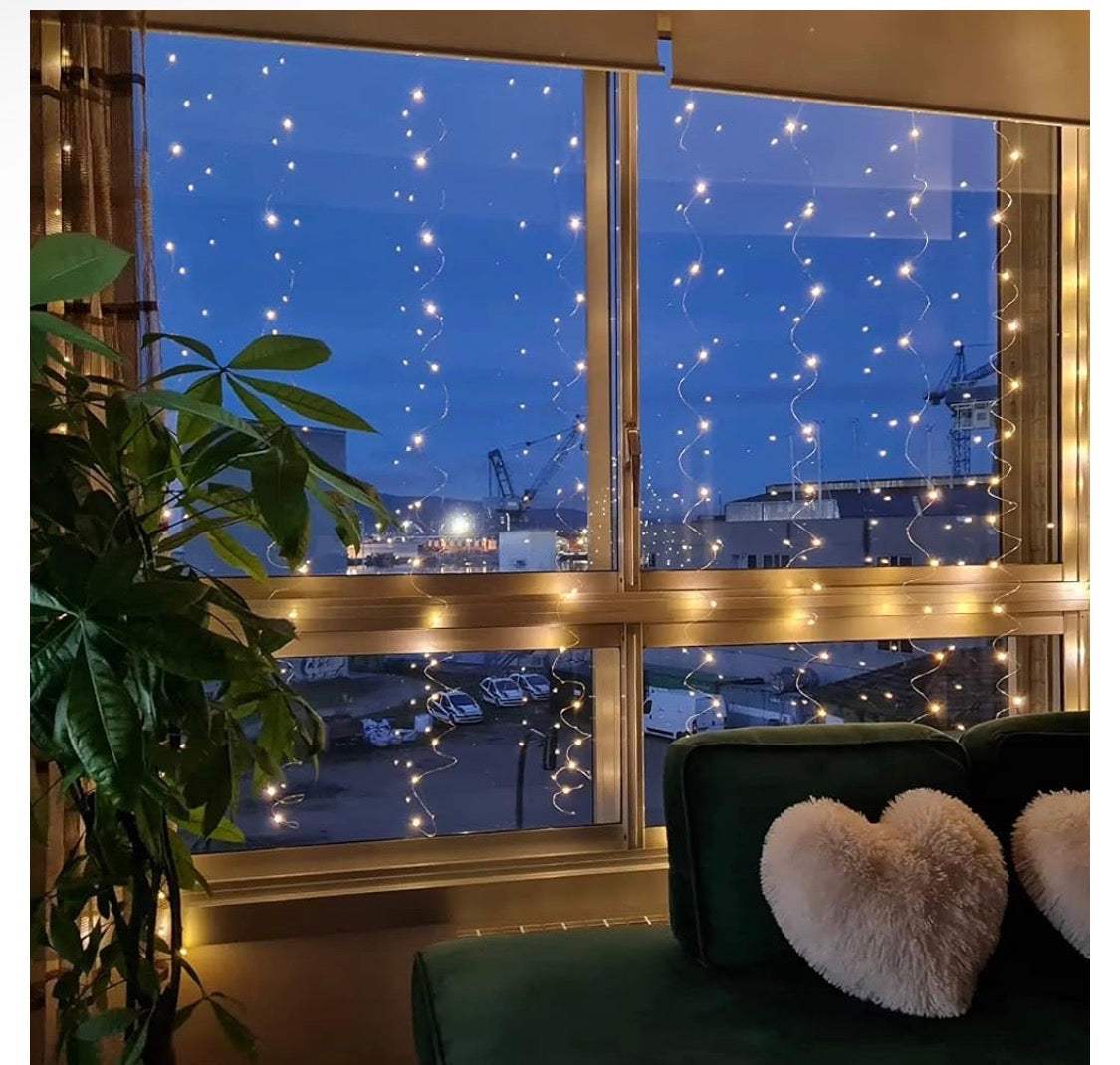 LED-Ljurgardin (2x2m, 200 LED) – Varmvitt Sken med USB-Anslutning