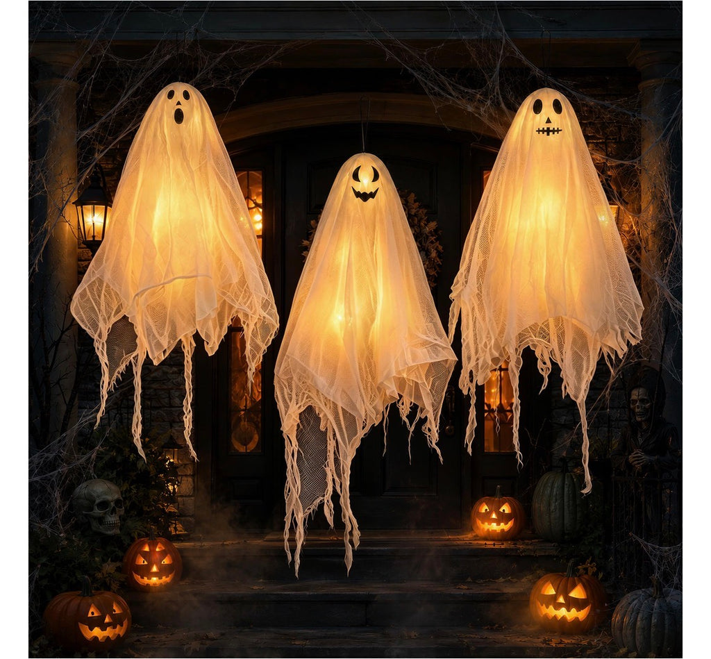 Halloween Hängande Spöken med LED-belysning (3-pack)