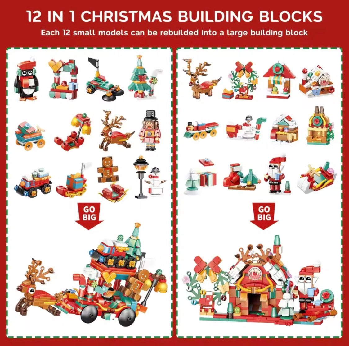 Jul Byggklossar Adventskalender – Kreativ Byggsats & Överraskningskalender för Barn & Vuxna