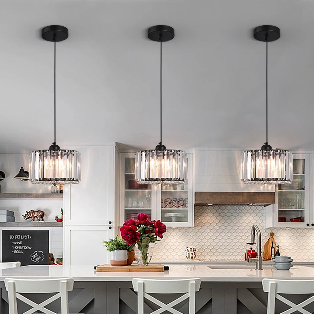 Elegant kristallpendel i modern design – svart FC-P