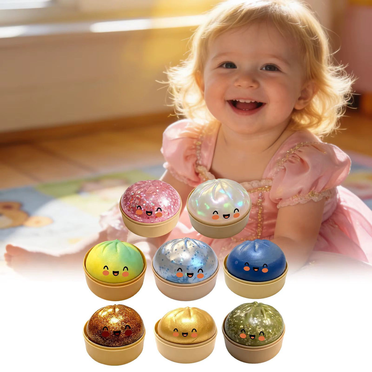 Söt Dumpling Squishy Stressleksak (Baozi Squeeze Toy)