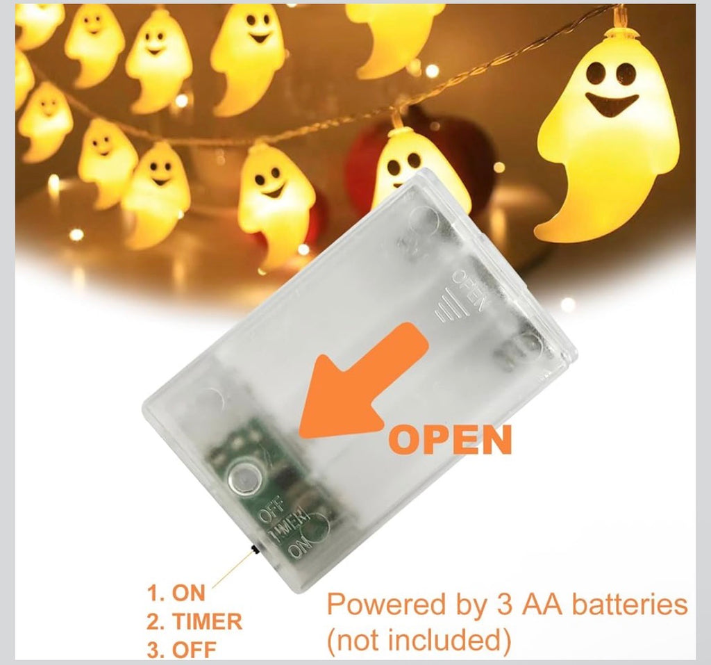 Halloween LED-Ljusslinga med Spöken (3 meter – 20 LED Spöken)
