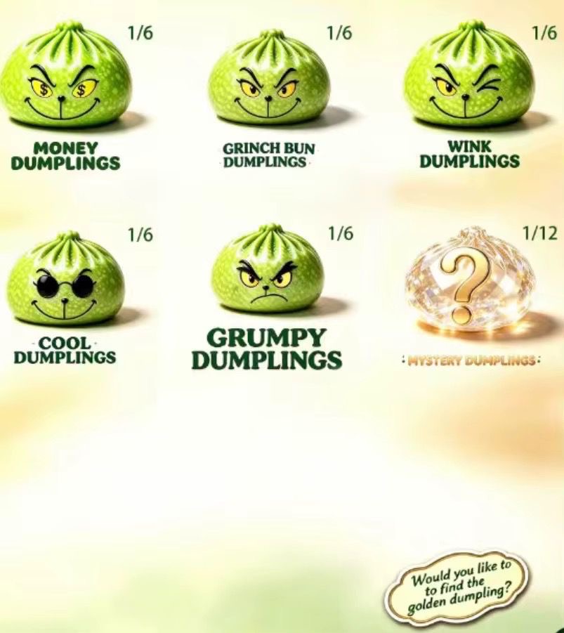 Grinch Dumpling Squishy Stressleksak (Grumpy Monster Squeeze)