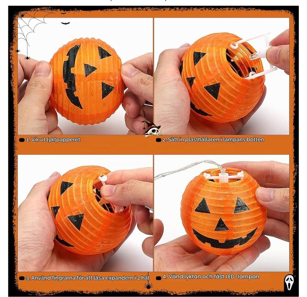 Halloween Utomhus LED-Ljusslinga med Pumpor (6 meter – 20 LED-Lykta IP65)