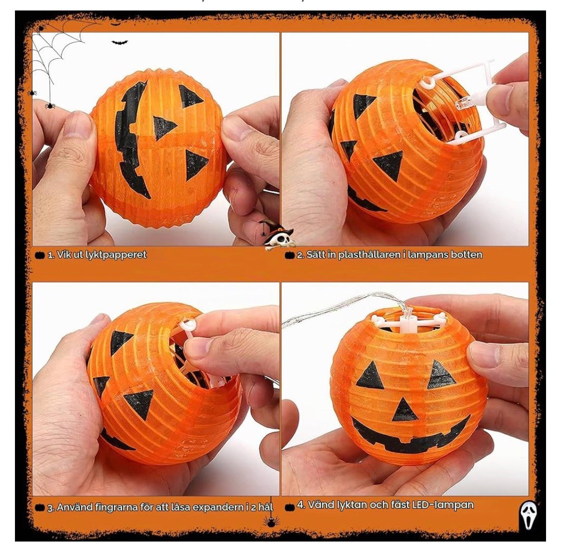 Halloween Utomhus LED-Ljusslinga med Pumpor (6 meter – 20 LED-Lykta IP65)