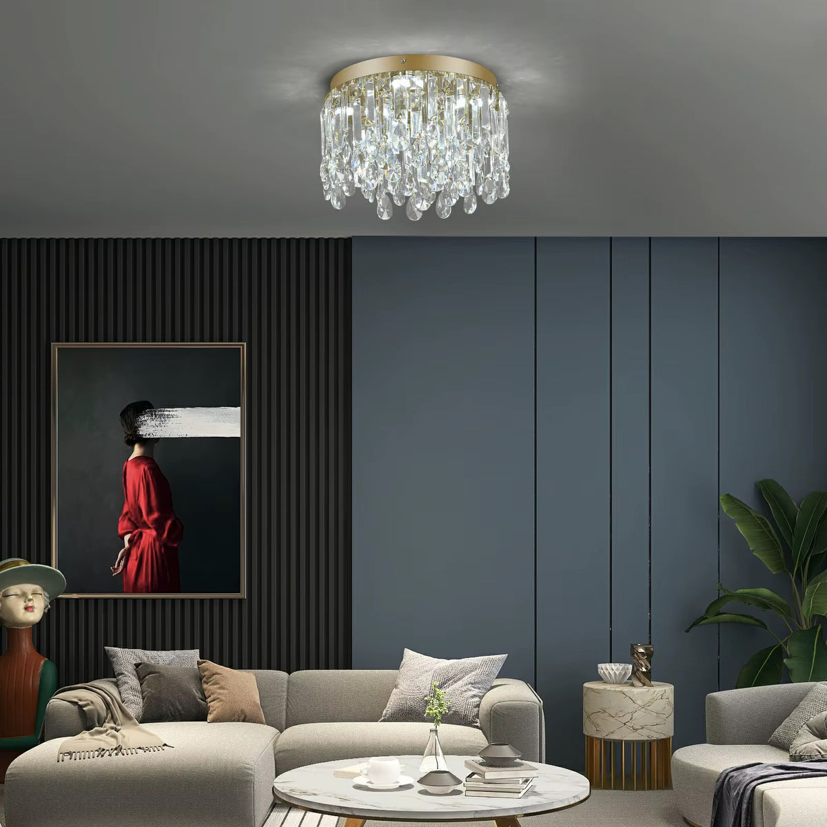 Exklusiv LED-Taklampa med Kristalldetaljer Ø50 cm – 40W