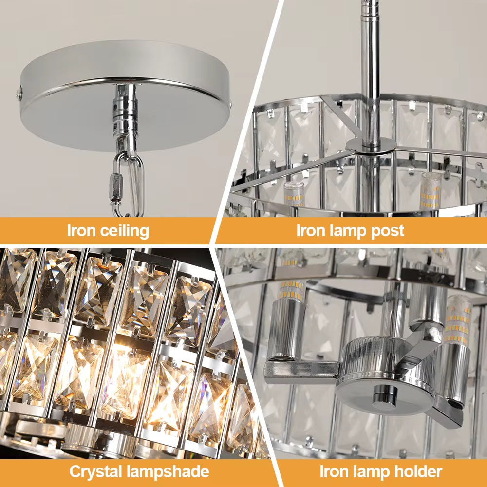 Elegant Kristallpendellampa i Guld – Ø30 cm, 3×G9