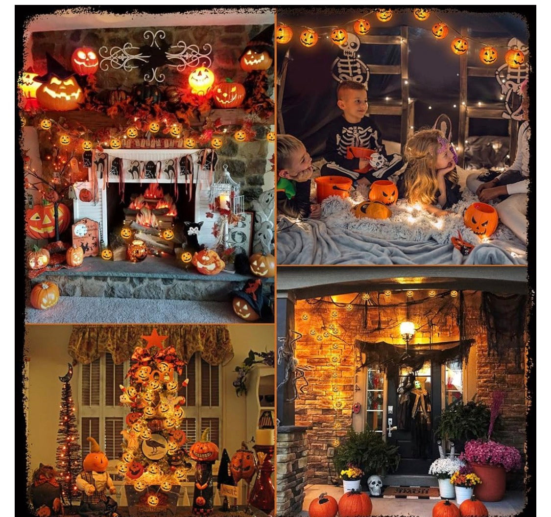 Halloween Utomhus LED-Ljusslinga med Pumpor (6 meter – 20 LED-Lykta IP65)
