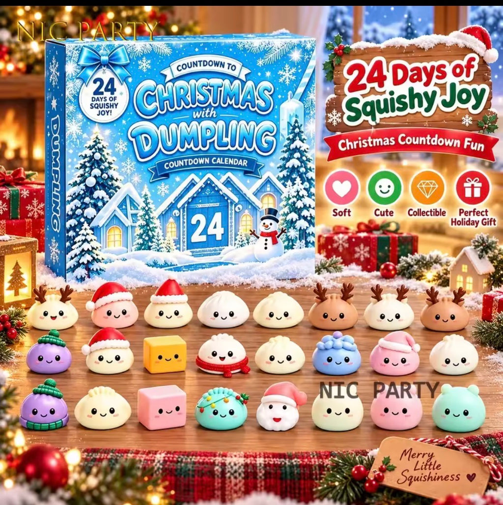 24PCS Mystery Dumpling Squishy Adventskalender 2026 – Julkalender med Sensory Fidgets