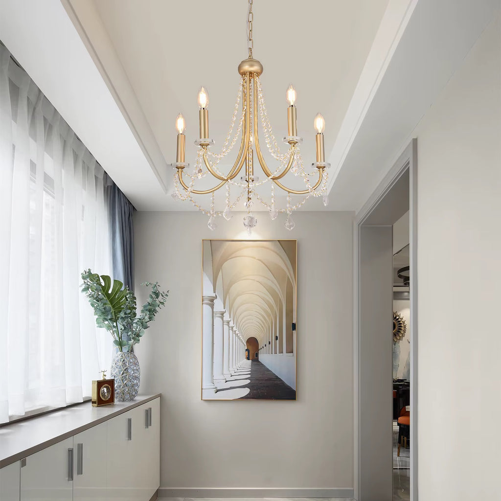 Elegant Kristallkrona i Guld Ø50 cm – Klassisk Taklampa