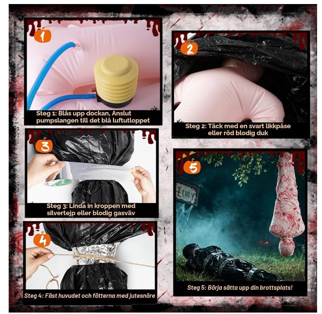 Halloween Hängande Lik & Brottsplats Dekorations-Set (Inflatable Dead Victim Prop)