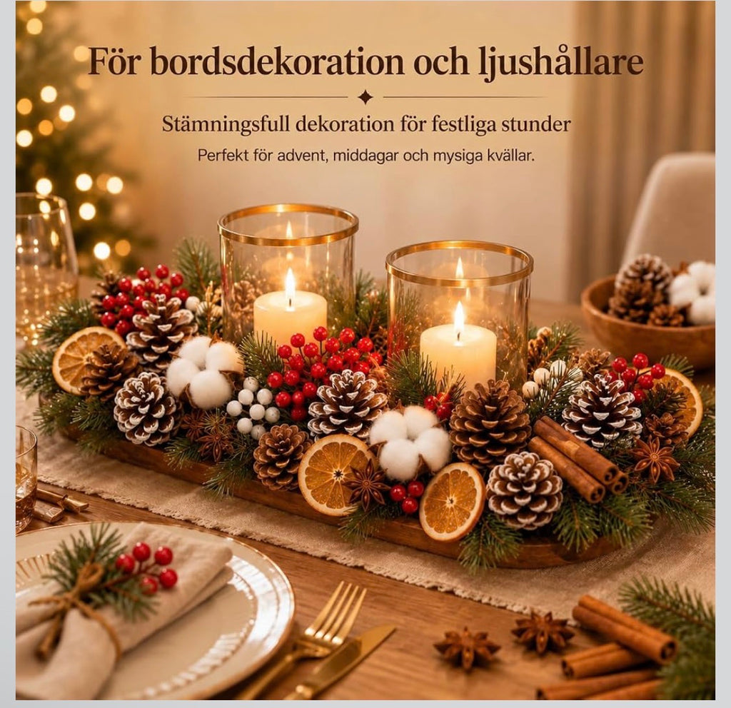 DIY Julpyssel Set – Dekorationselement för Julkrans & Kransbindning (ca 205 delar)