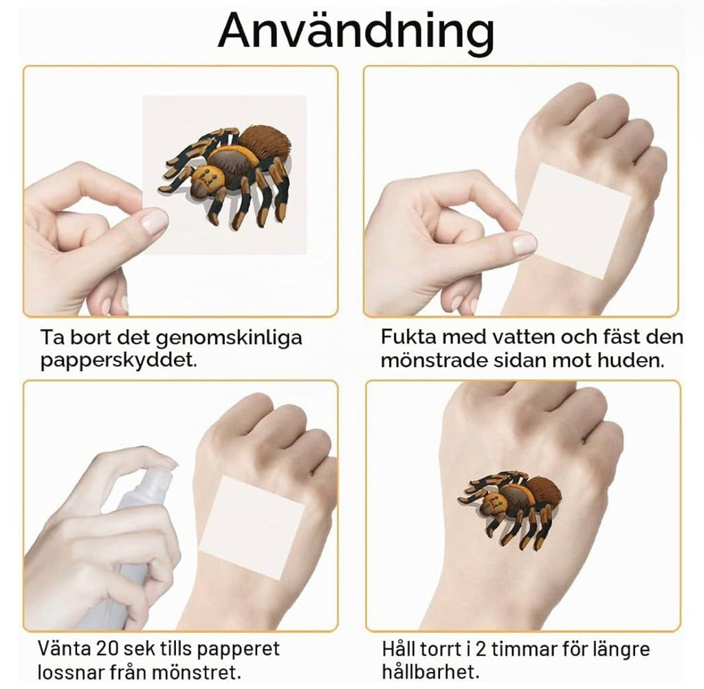 Halloween Temporära Tatueringar Set – 20 Ark (Mun, Spindlar & Ärrmotiv)