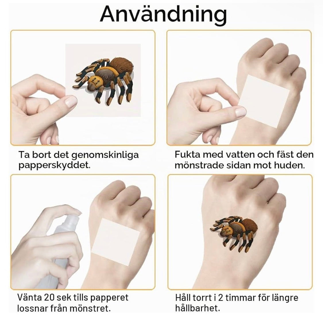Halloween Temporära Tatueringar Set – 20 Ark (Mun, Spindlar & Ärrmotiv)