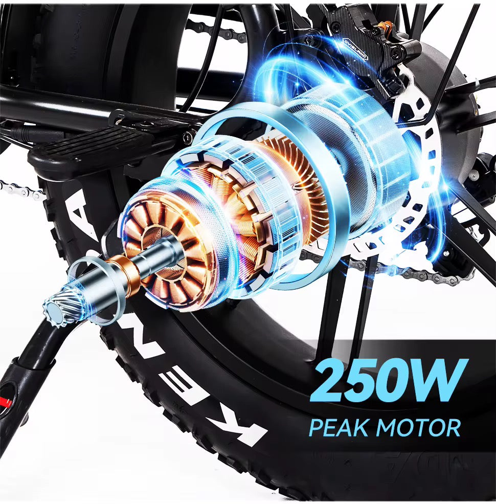 V8 Max Electric Bike – 250W Motor, 48V Battery, 20” Fat Tire