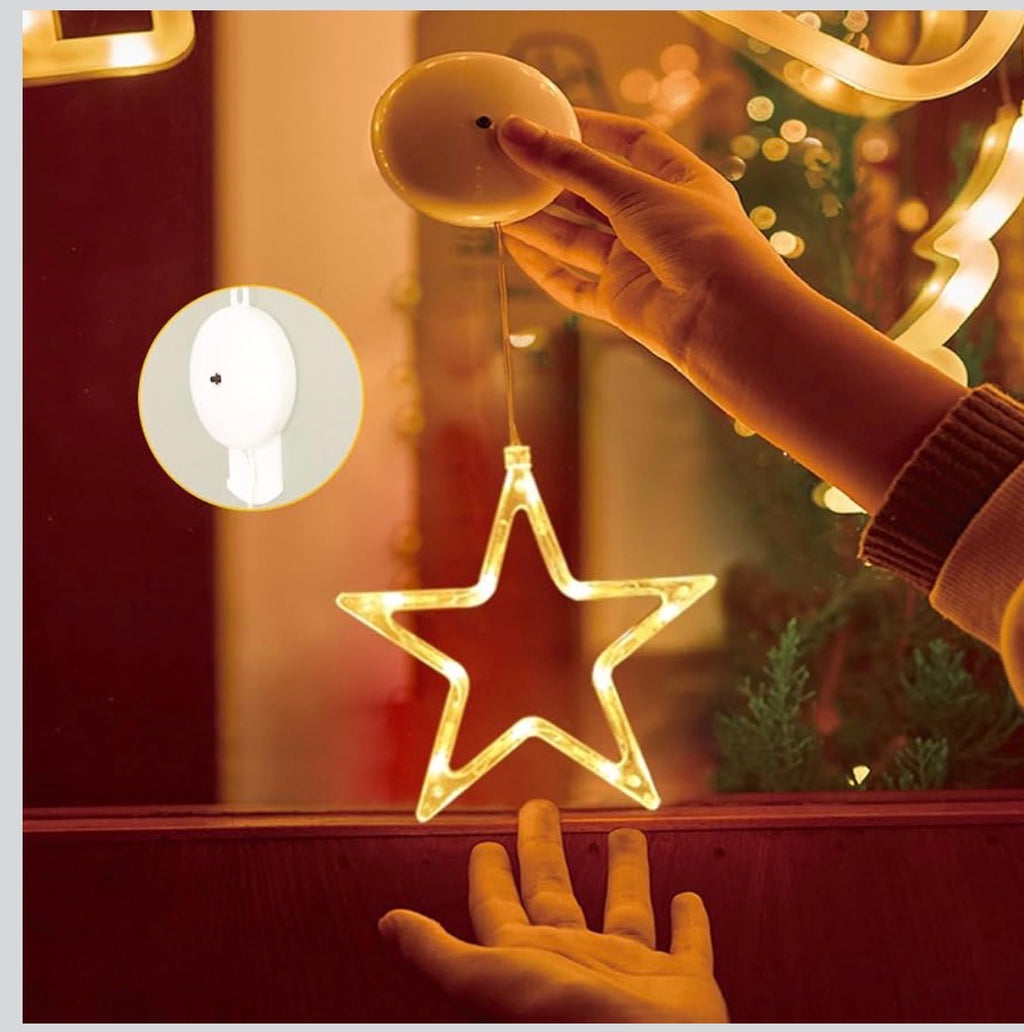 Hängande LED-Stjärnor för Fönster (3-Pack med Sugpropp & Timer)