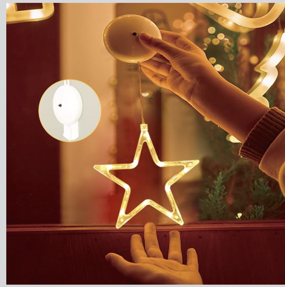Hängande LED-Stjärnor för Fönster (3-Pack med Sugpropp & Timer)