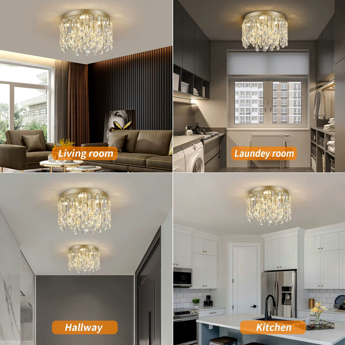 Exklusiv LED-Taklampa med Kristalldetaljer Ø50 cm – 40W