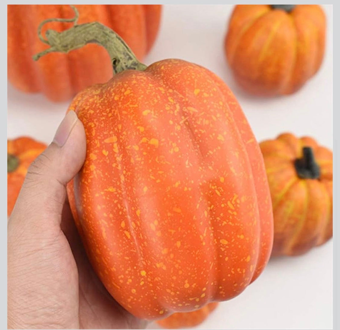Konstgjorda Pumpor för Halloween & Höstdekoration – 7-Pack (Olika Storlekar)