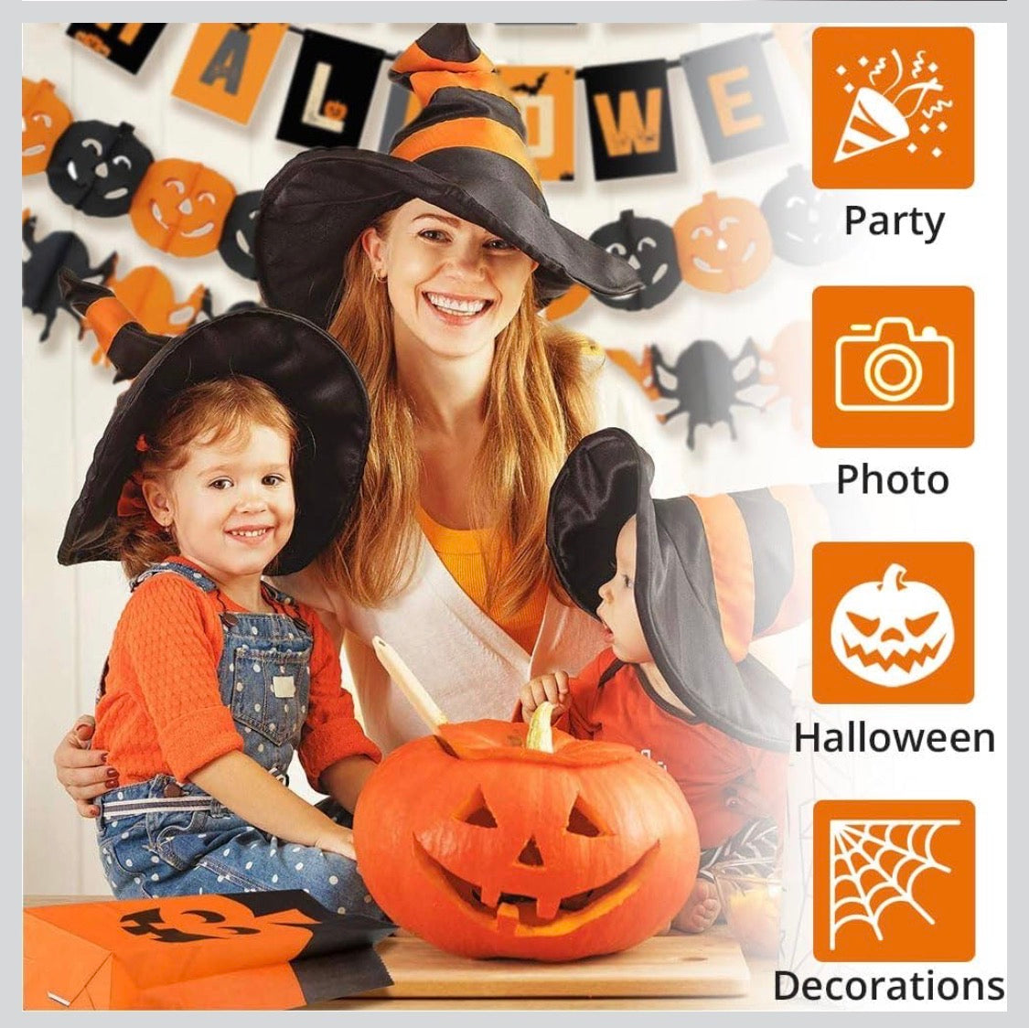 Jonami Halloween Festdekorationsset XXL – 26 Delar (Banderoll, Ballonger & Fotorekvisita)