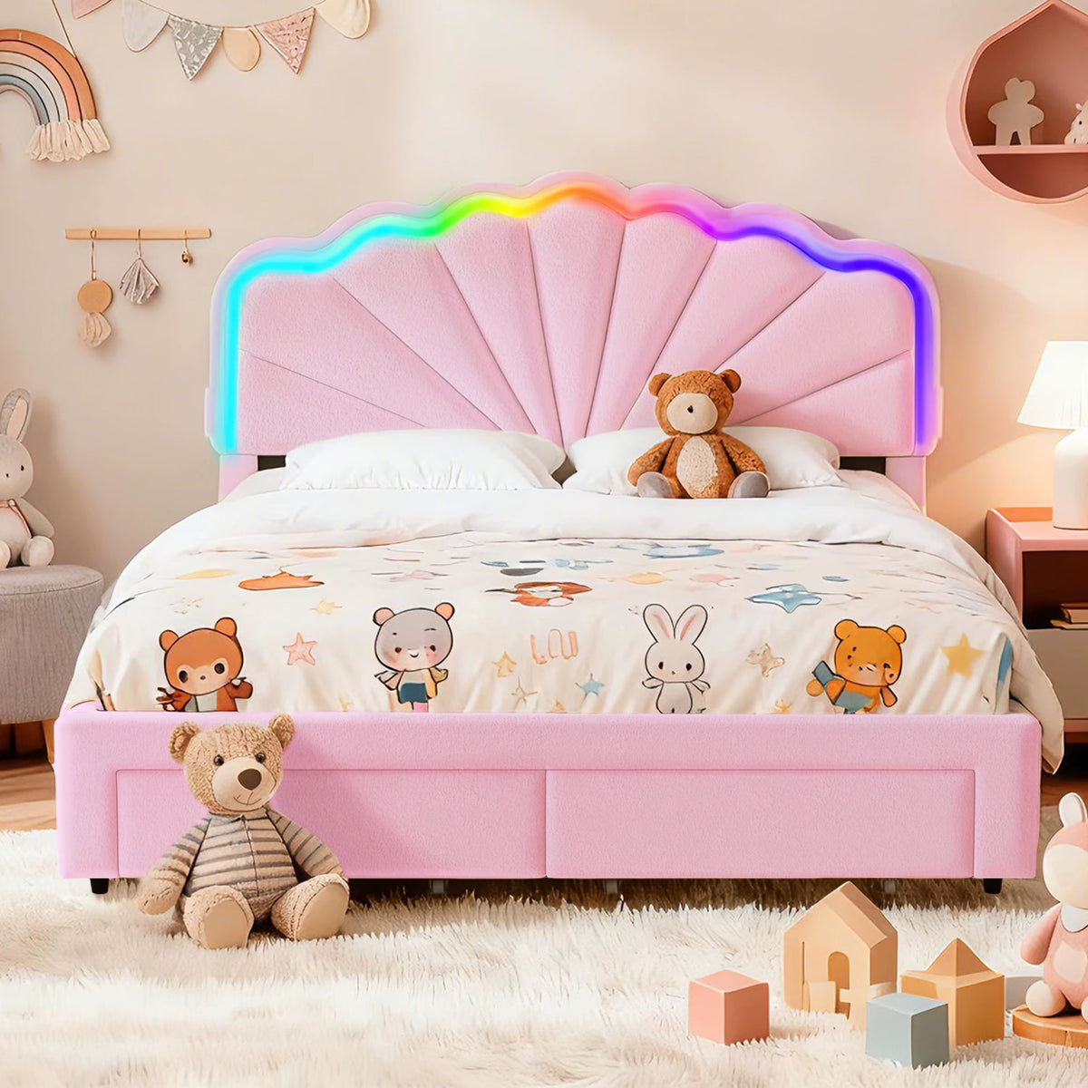 Teddy-sängram med LED Music Lights & USB-C laddning