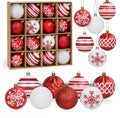 Bluelves Julgranskulor – 16-Pack (60 mm, Röd/Vit Design) för Julgran & Dekoration