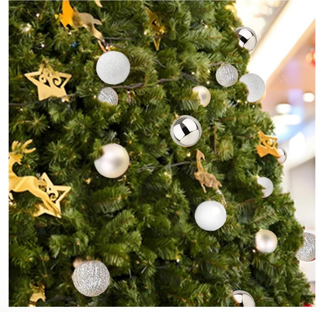Julgransdekorationsset – 30-Pack Lyxiga Julgranskulor & Toppstjärna (Guld & Vit)