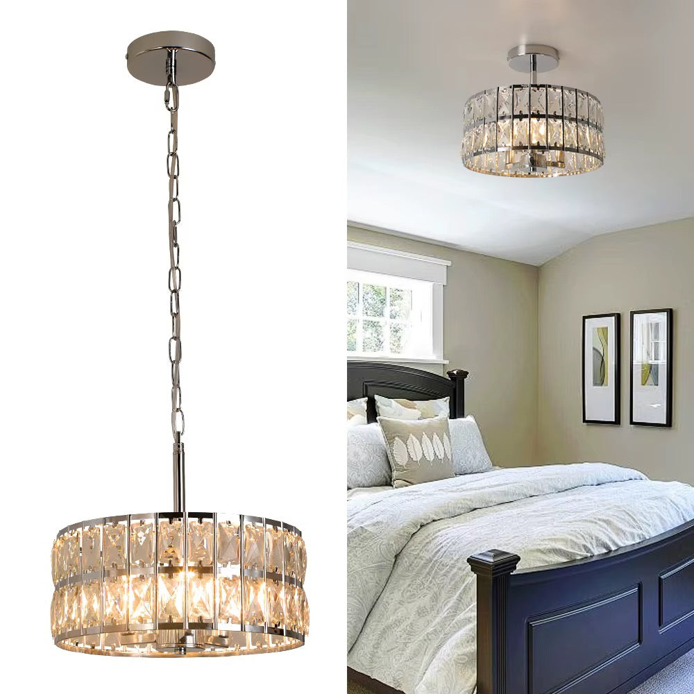 Elegant Kristallpendellampa i Guld – Ø30 cm, 3×G9