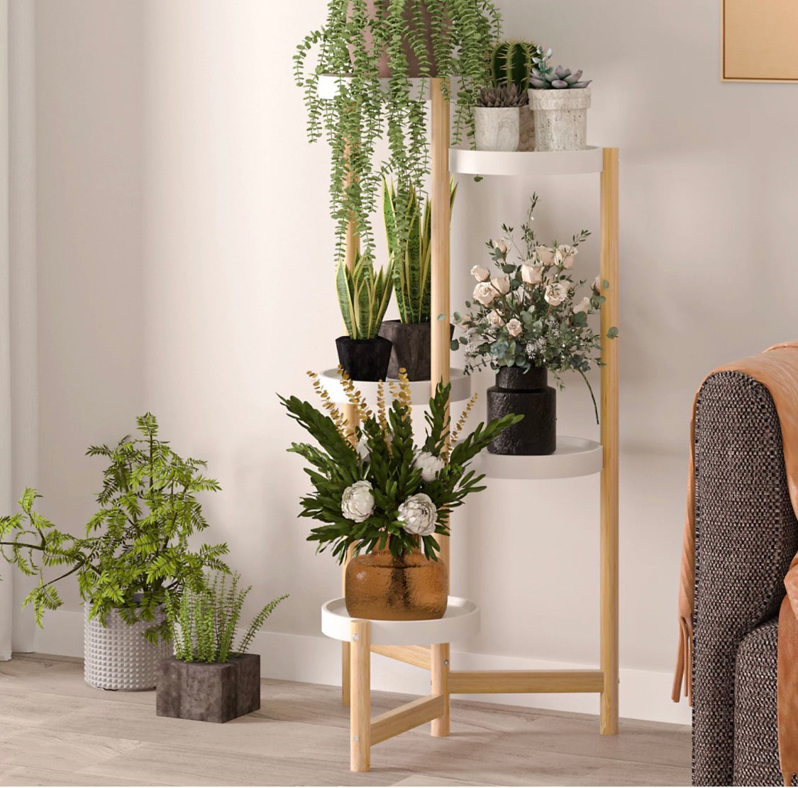 Växtställ i bambu med 5 nivåer – XJJ456-XL