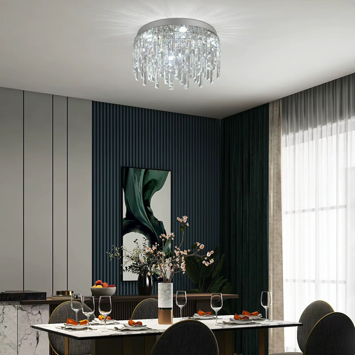 Elegant LED-Taklampa med Kristalldetaljer Ø40 cm – 30W