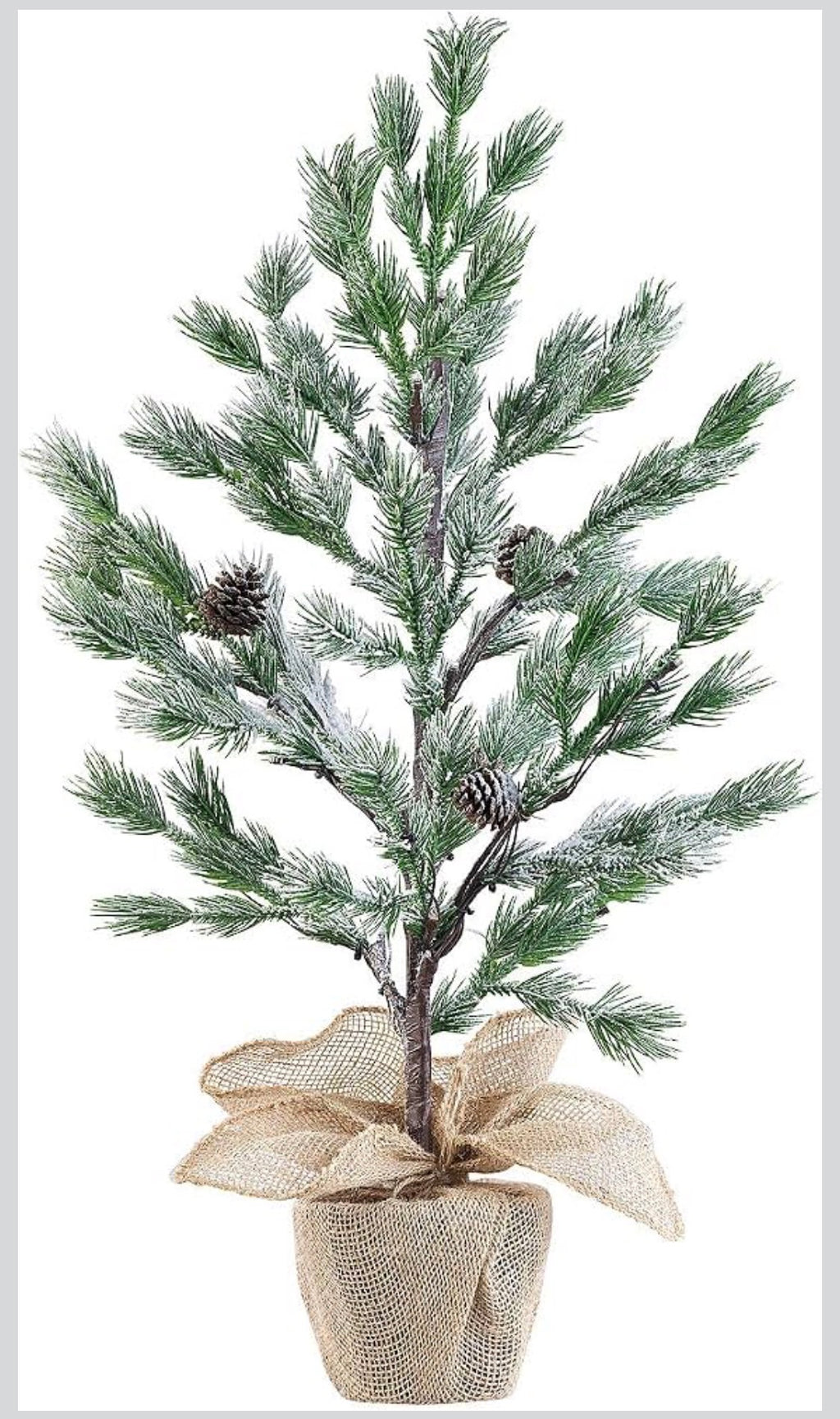 Litad Julgran med LED-belysning & Jutesäck (70 cm, 24 LED, Konstsnö & Kottar