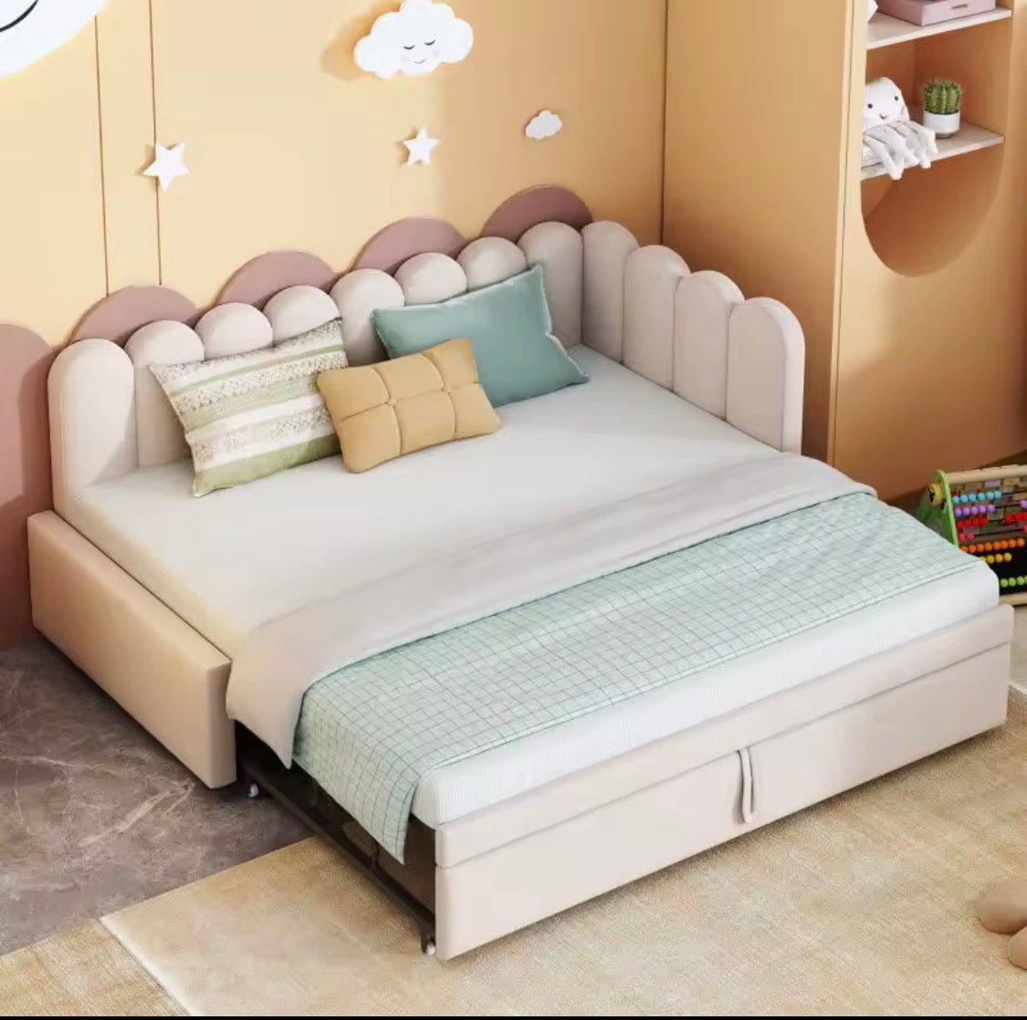 Modern Multifunktionell Dagsäng i Sammetslen Velour - Beige