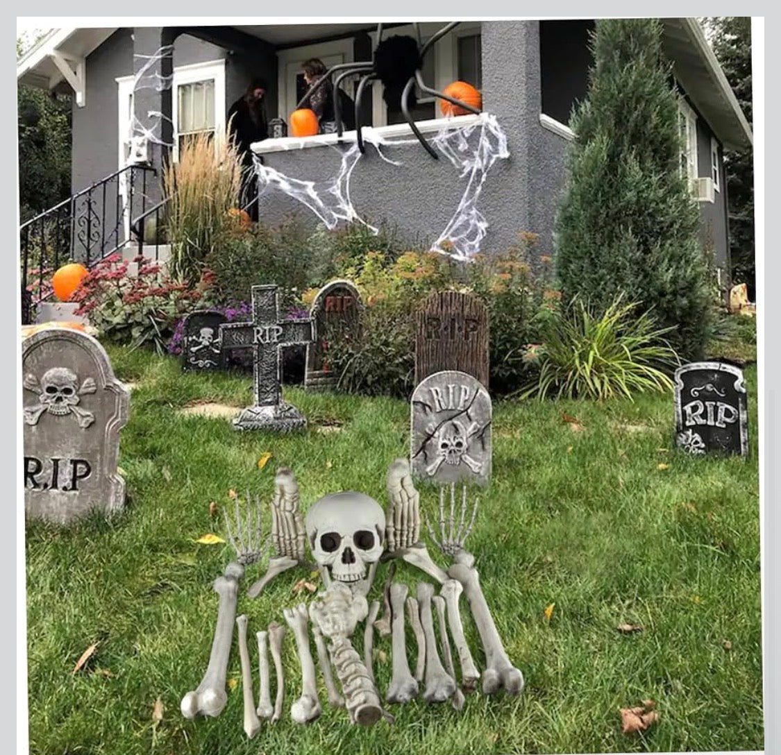Realistiskt Skelettben-Set för Halloween – 19 Delar