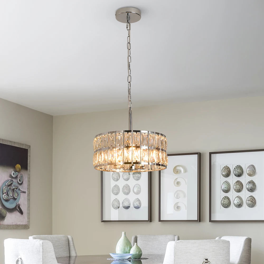 Elegant Kristallpendellampa i Guld – Ø30 cm, 3×G9