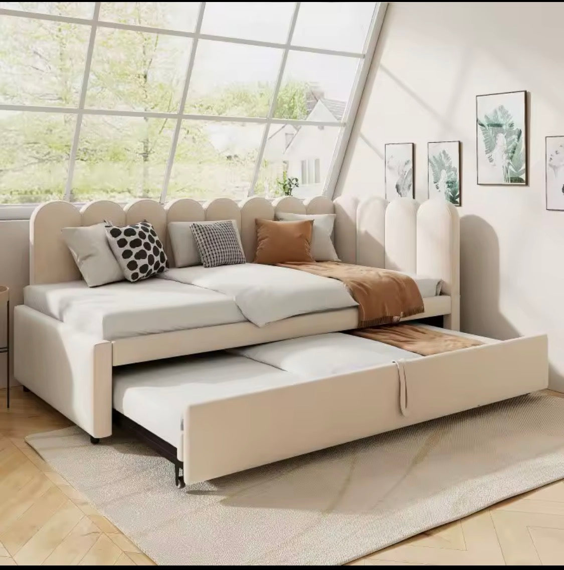 Modern Multifunktionell Dagsäng i Sammetslen Velour - Beige