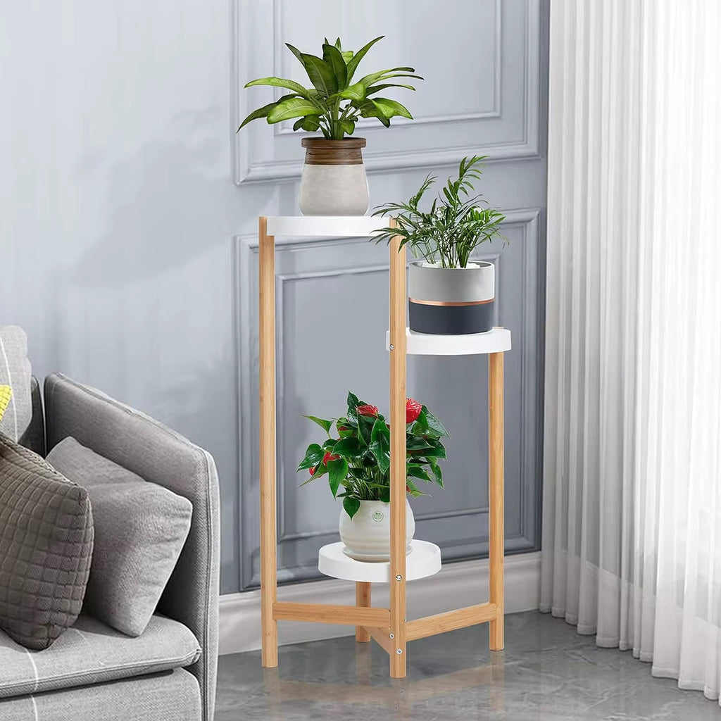 Modern Växtställning i Bambu – 3 Nivåer för Hem & Balkong