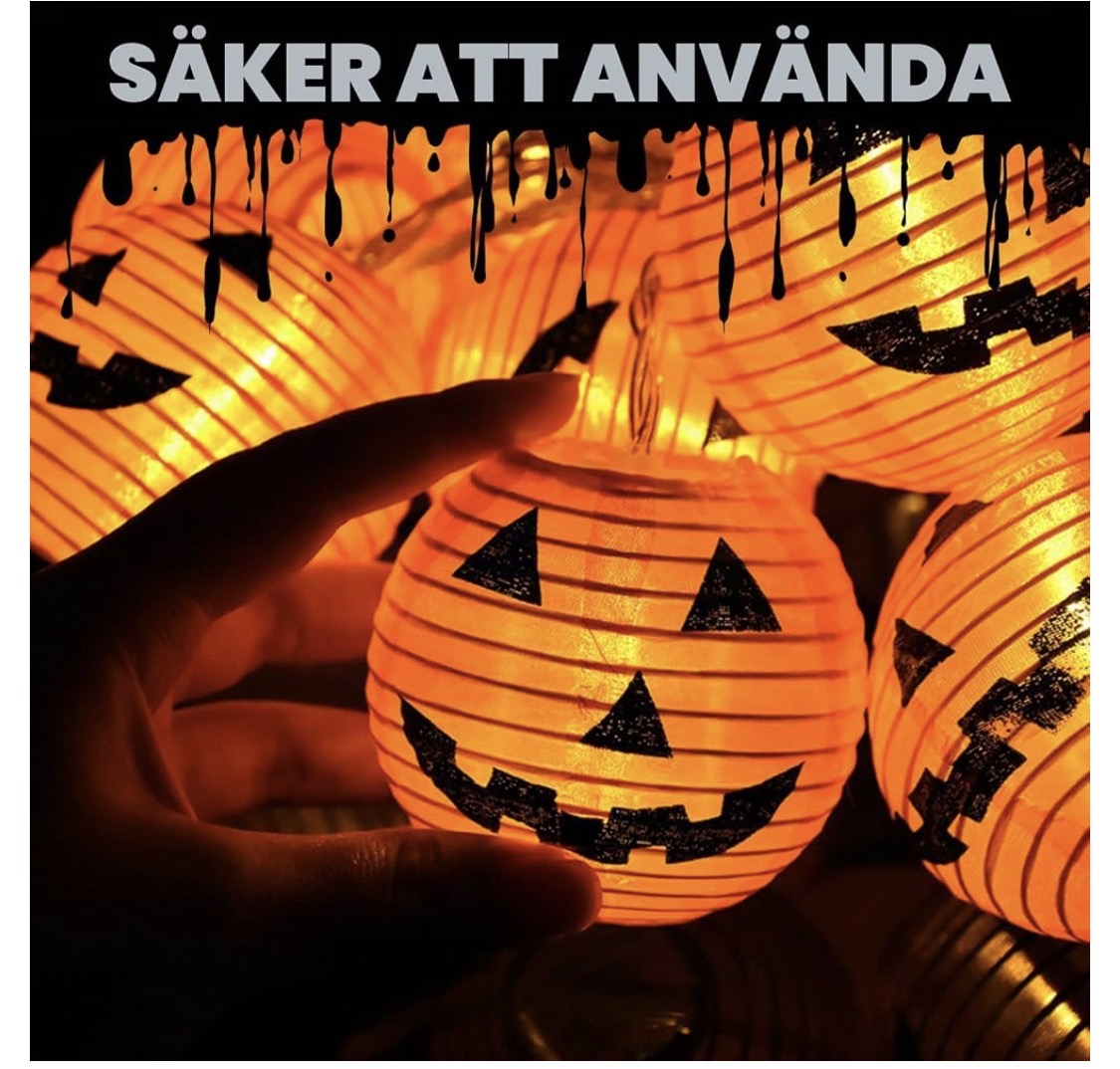 Halloween Utomhus LED-Ljusslinga med Pumpor (6 meter – 20 LED-Lykta IP65)