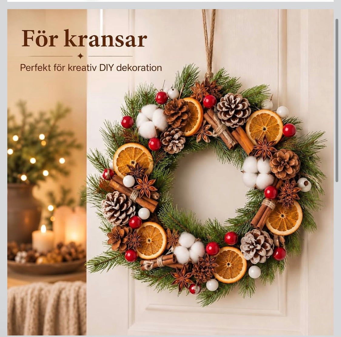 DIY Julpyssel Set – Dekorationselement för Julkrans & Kransbindning (ca 205 delar)