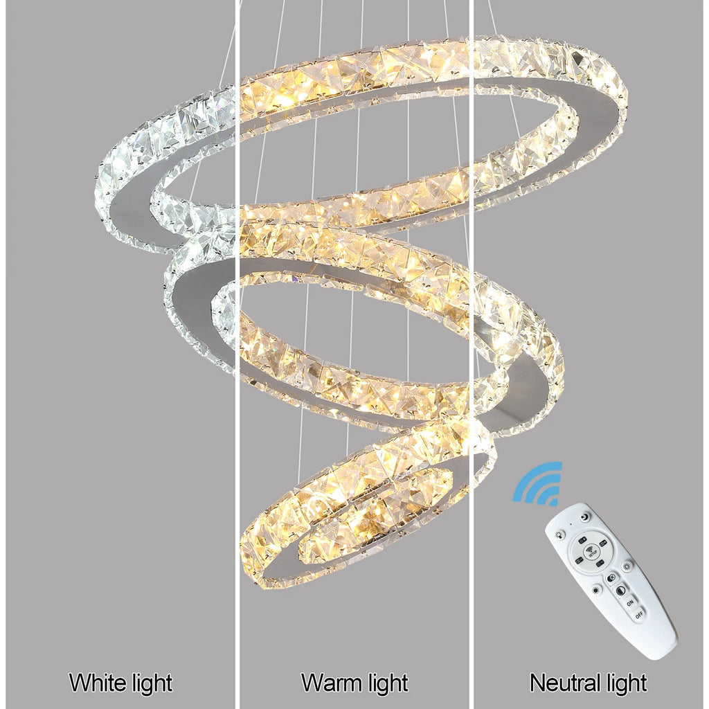 Kristall LED Pendellampa – 3 Ringar 47W