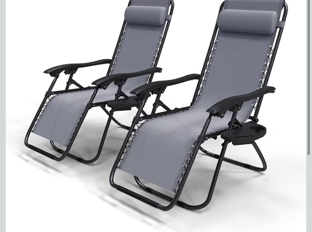 Zero Gravity Reclining Chair Set (2 pcs) – Premium Outdoor Relaxation