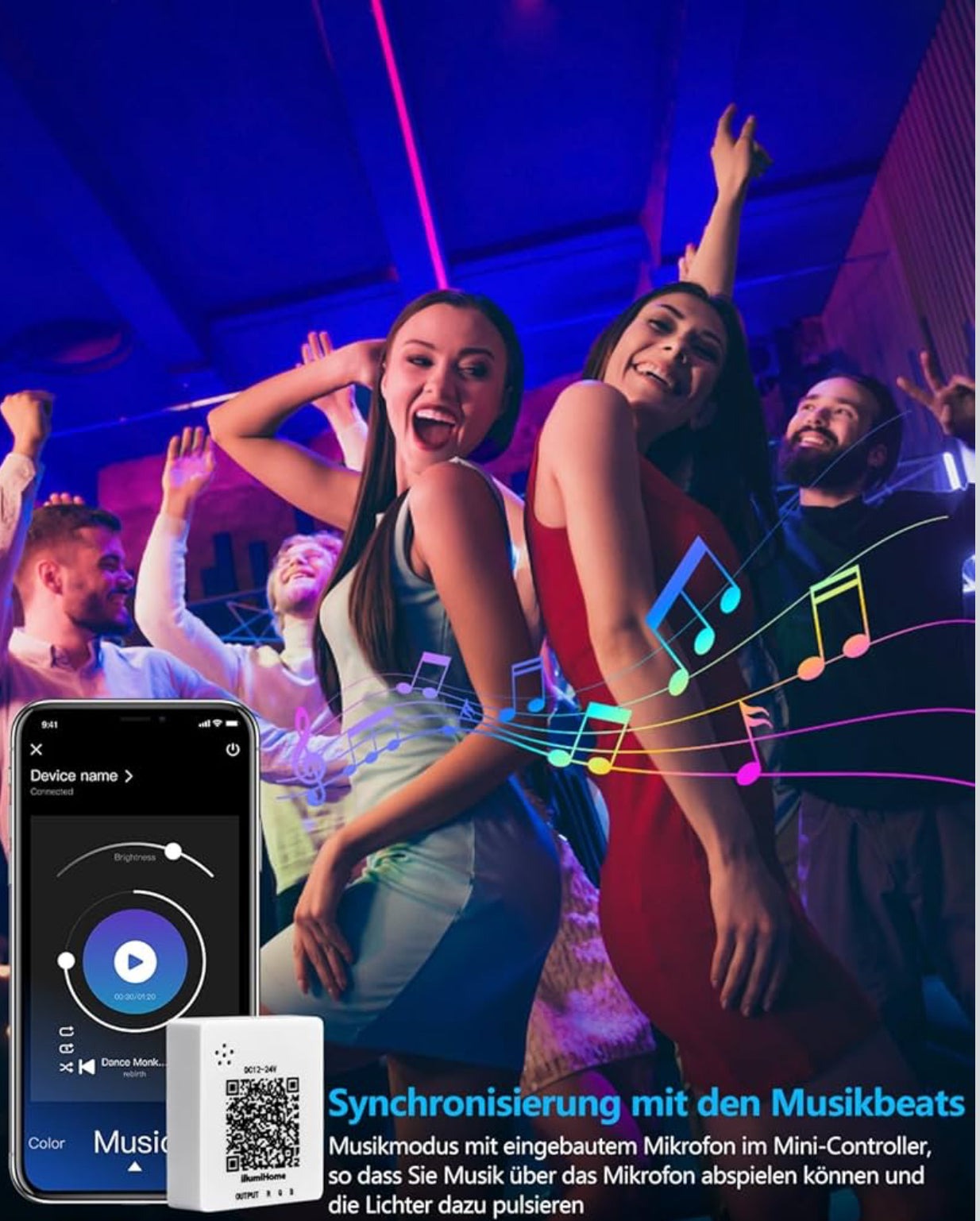 15M RGB LED Strip Lights – App & Remote Control