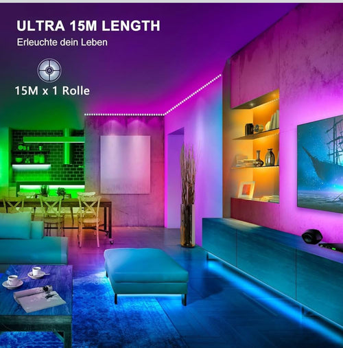 15M RGB LED Strip Lights – App & Remote Control