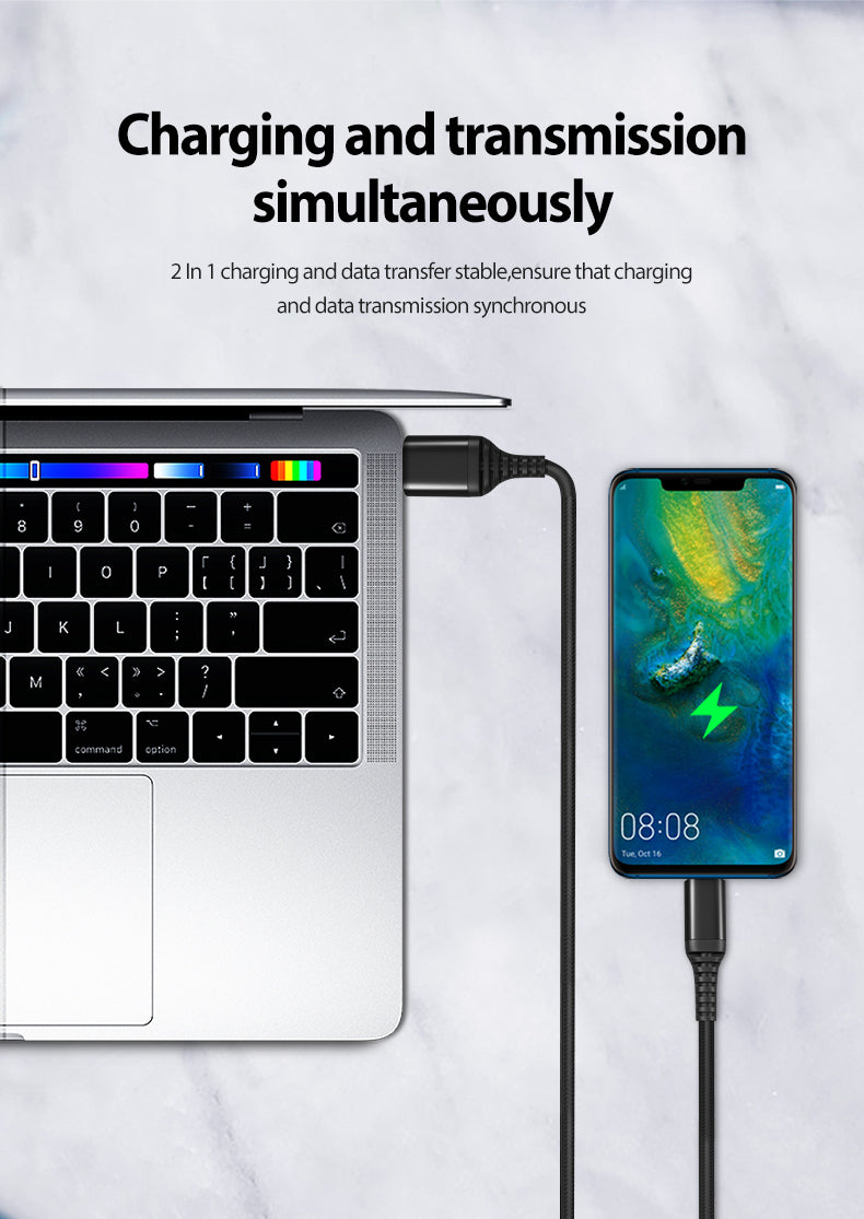 USB-A till USB-C Snabbladdningskabel 3A – Nylon